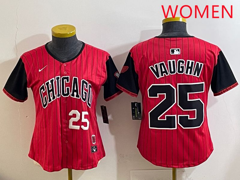 Women 2025 Chicago White Sox #25 Vaughn Red Joint Name Nike MLB Jersey style 23